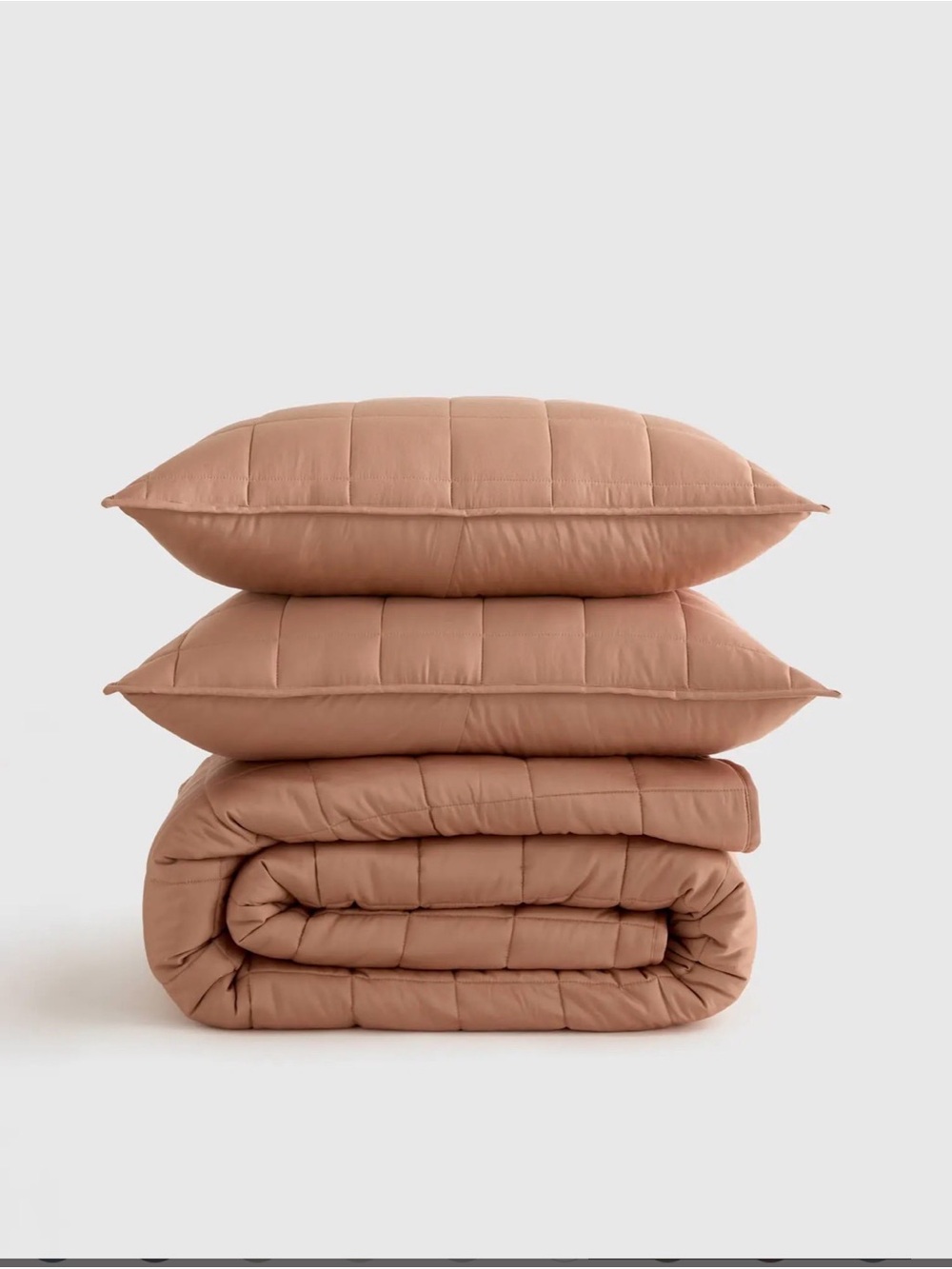 Quince Bamboo Box Quilt Set - King/Cali King - Clay - *Read Description*